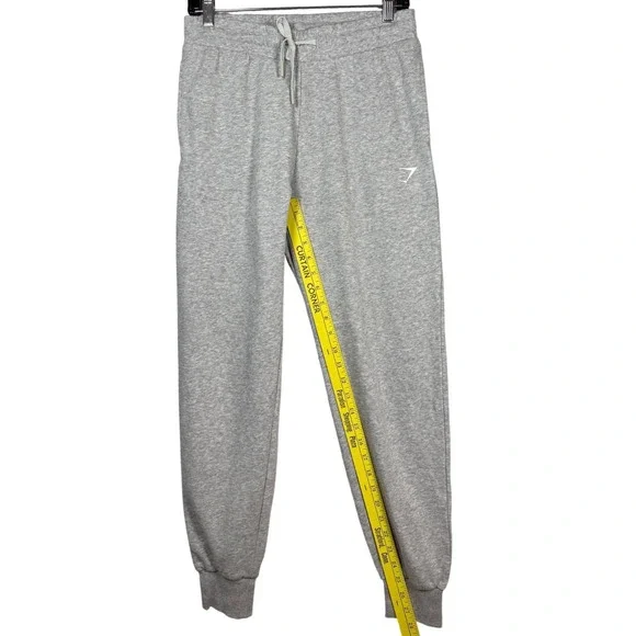 Gymshark Crest Joggers Mens Small Light Grey Marl B1A3V Sweatpants Drawstring - Picture 5 of 8